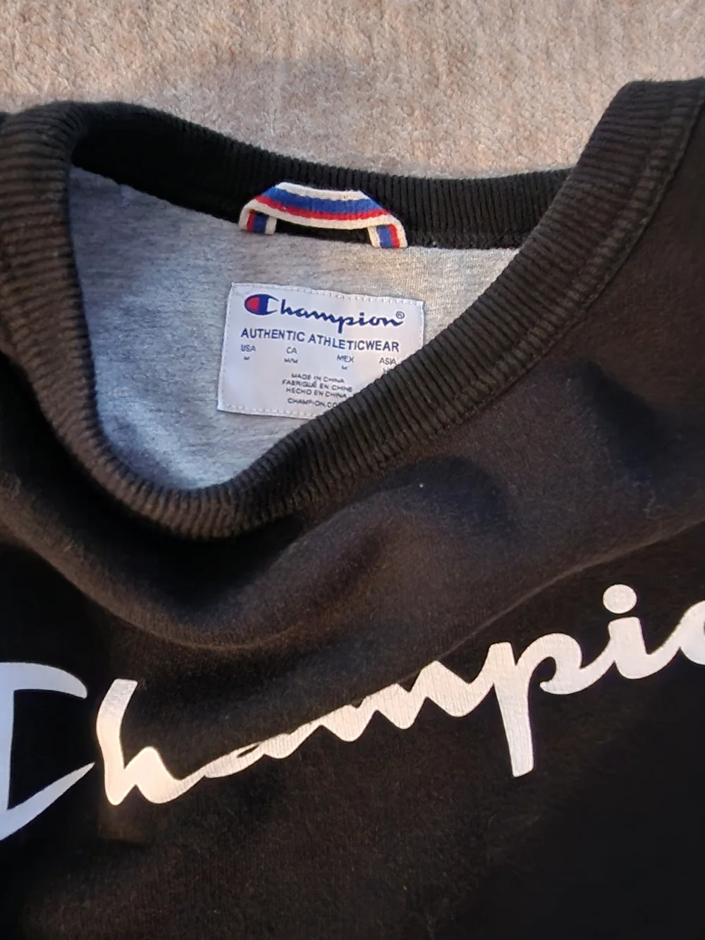 Champion Men's Black Logo Crewneck Sweatshirt Size Medium